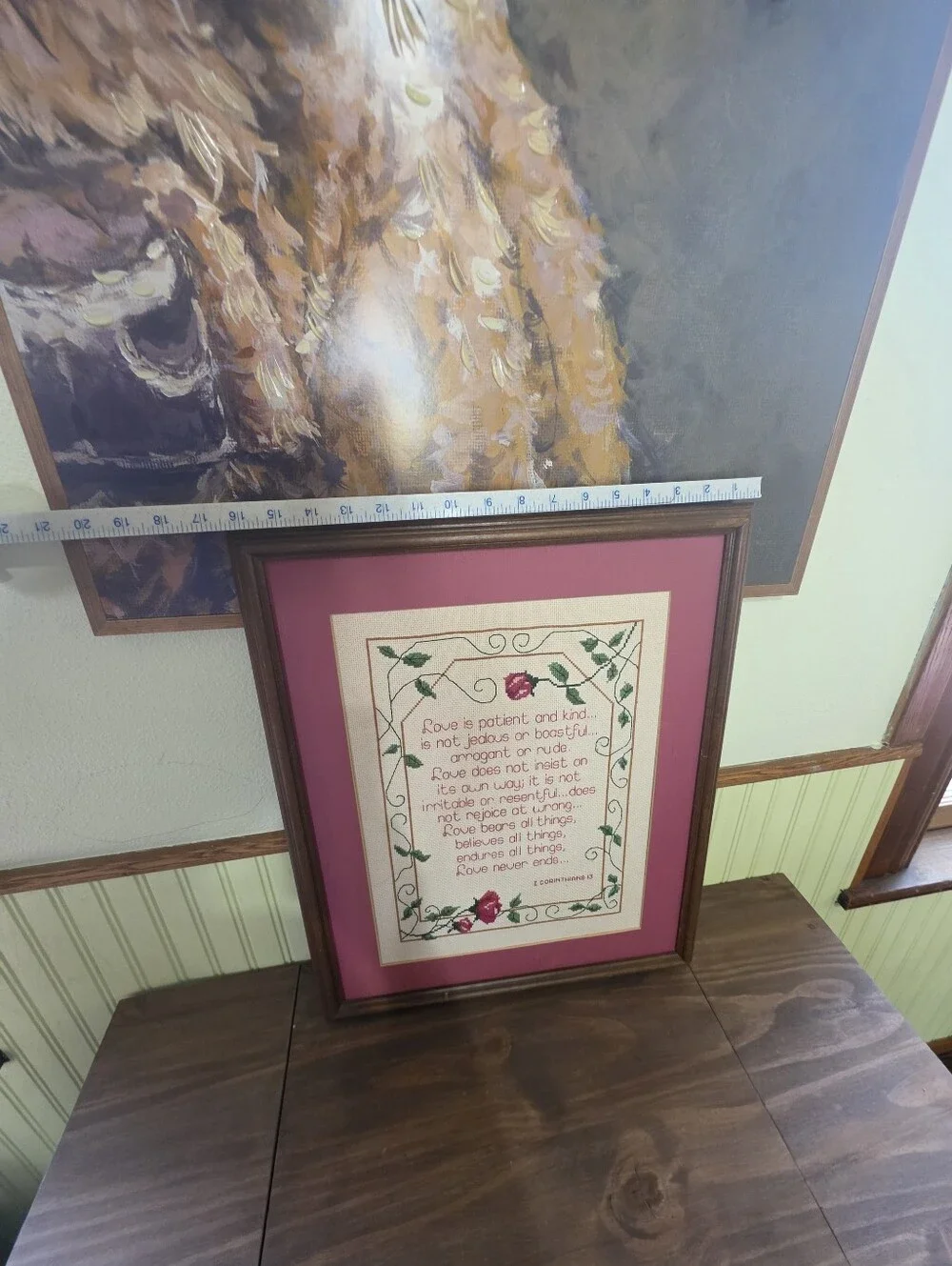Vintage Framed & Matted Cross Stitch Verse 1 Corinthians 13 
